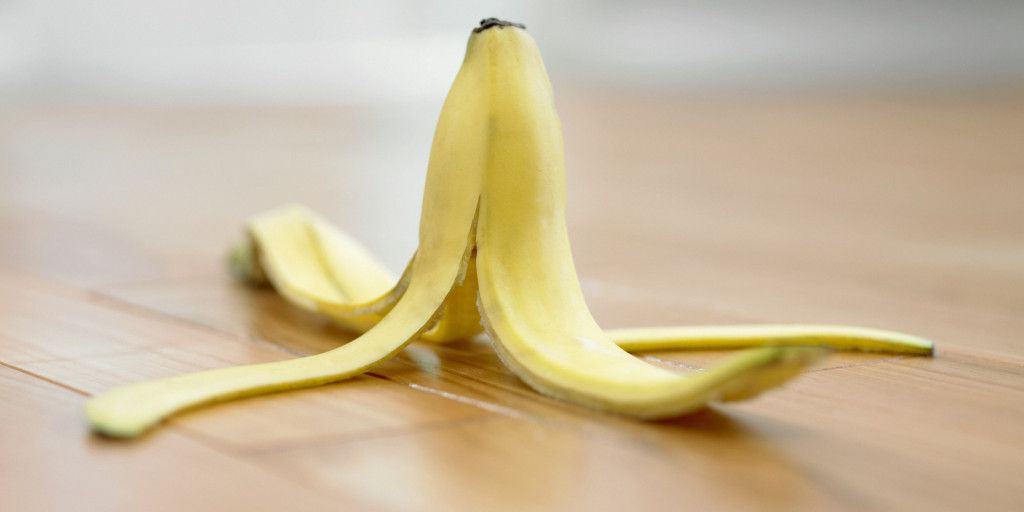 banana peels on a wooden table