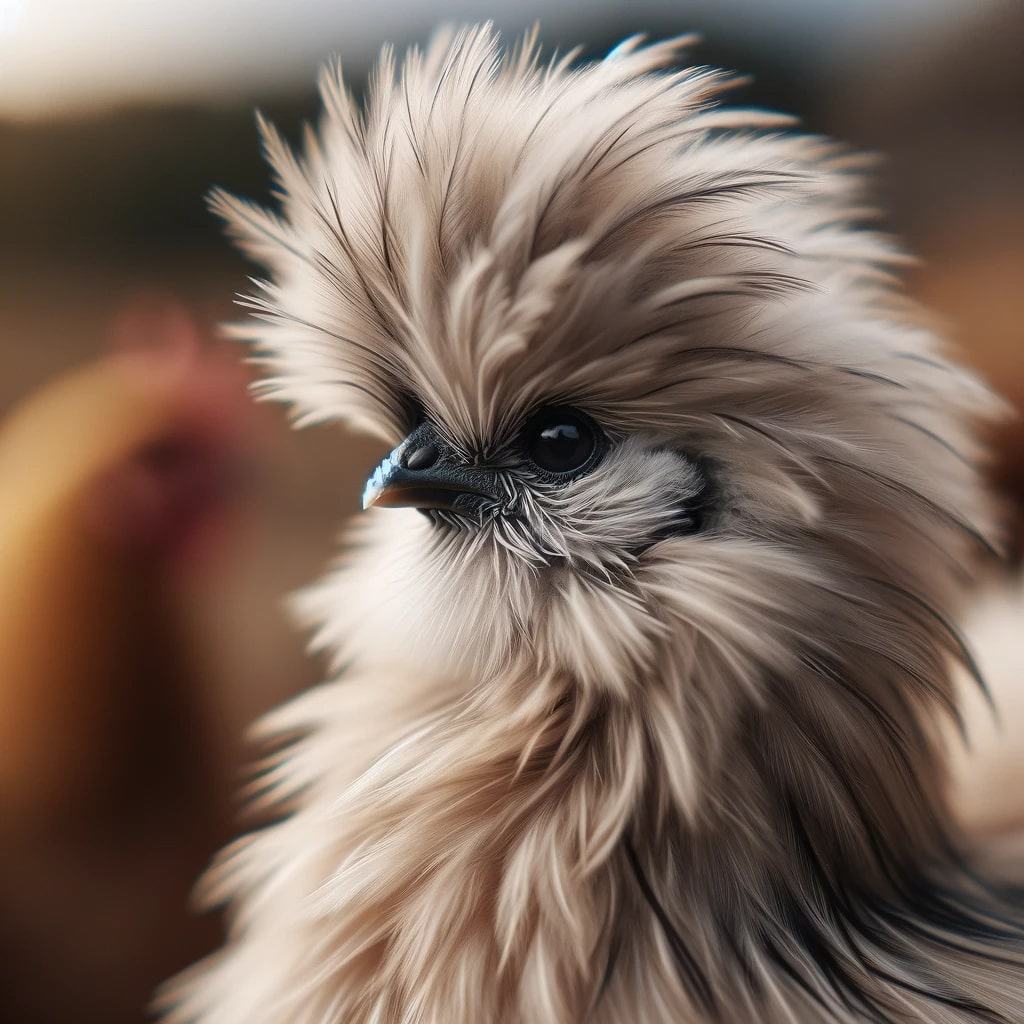 a close up image of Silkie chicken